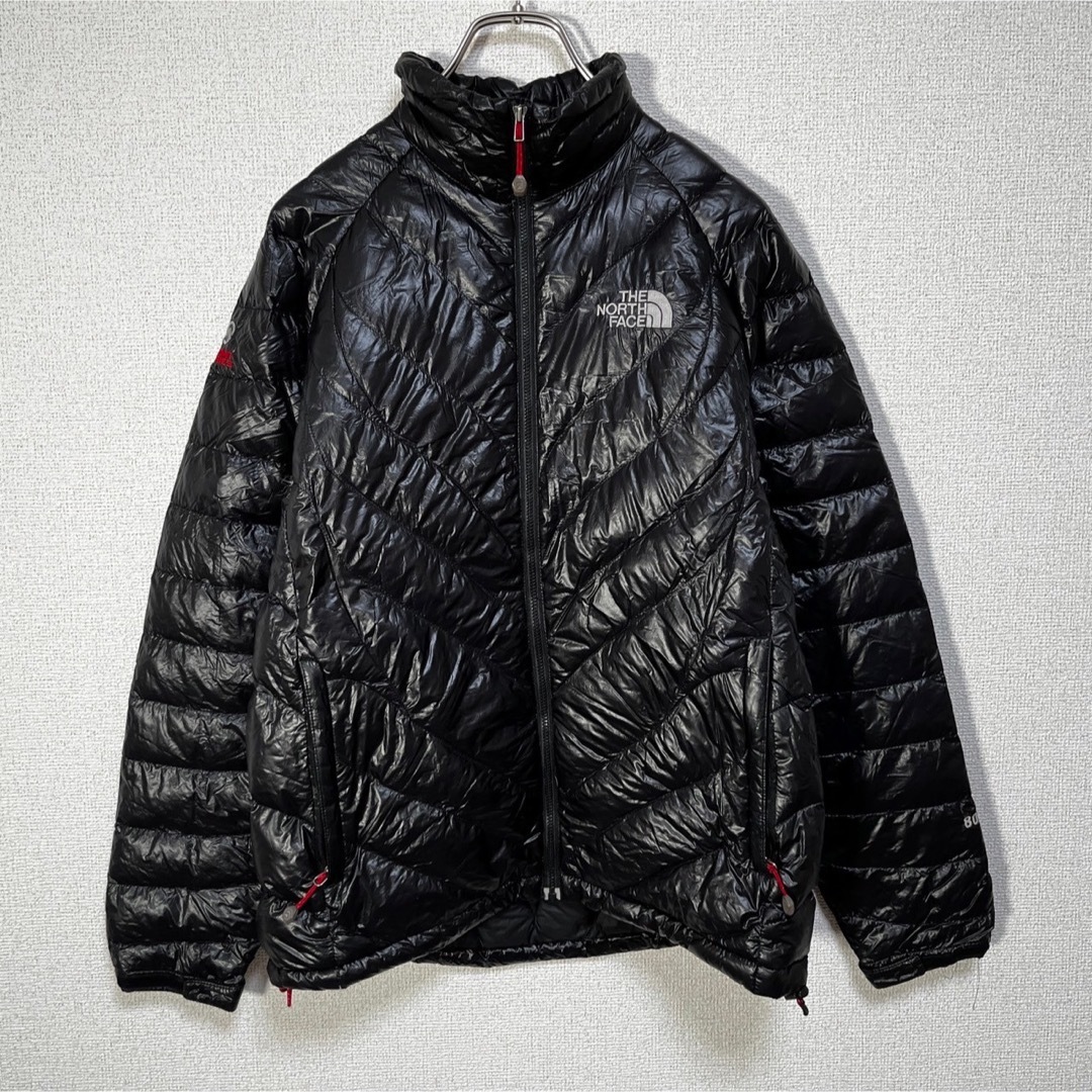 【ノースフェイス】ダウンジャケット 刺繍　サミットシリーズ　肩ロゴ　800黒KM