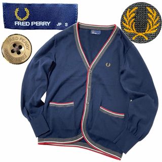 FRED PERRY - 美品【FRED PERRY】定番月桂樹ロゴ刺繍 カーディガン
