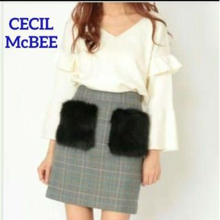 セシルマクビー(CECIL McBEE)のCECIL McBEE フェイクファーポケット付き 2way タイトスカート M(ミニスカート)