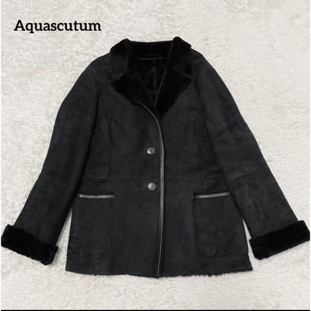 AQUA SCUTUM(アクアスキュータム)のアクアスキュータム　2way ムートンジャケット　羊革　レザーパイピング レディースのジャケット/アウター(ムートンコート)の商品写真