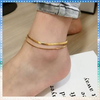 アンクレット 2連 スネーク チェーン 18k 金属アレルギー対応 クリスマス(アンクレット)