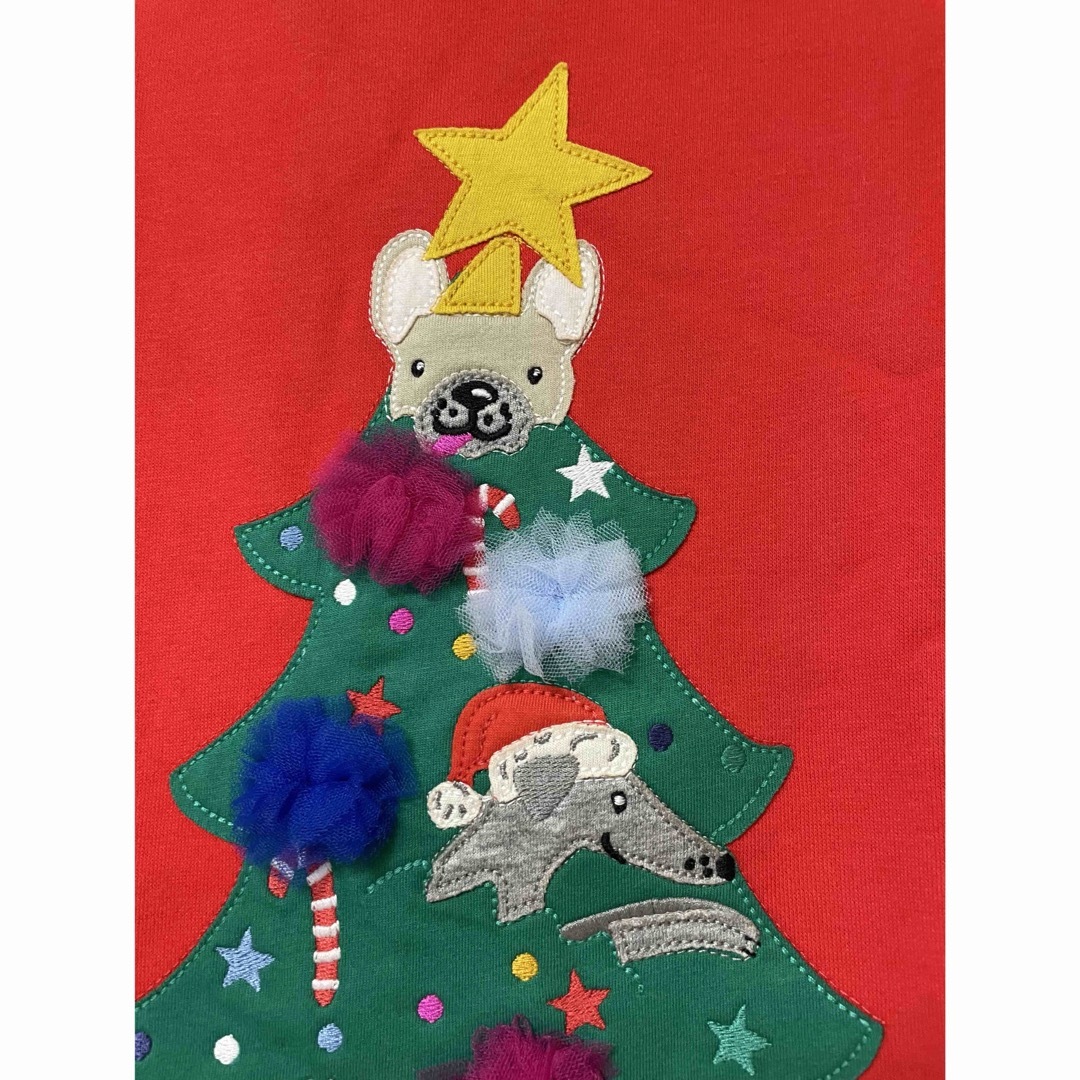 Boden(ボーデン)のクリスマスアップリケスウェットワンピース　3-4y 104cm キッズ/ベビー/マタニティのキッズ服女の子用(90cm~)(ワンピース)の商品写真