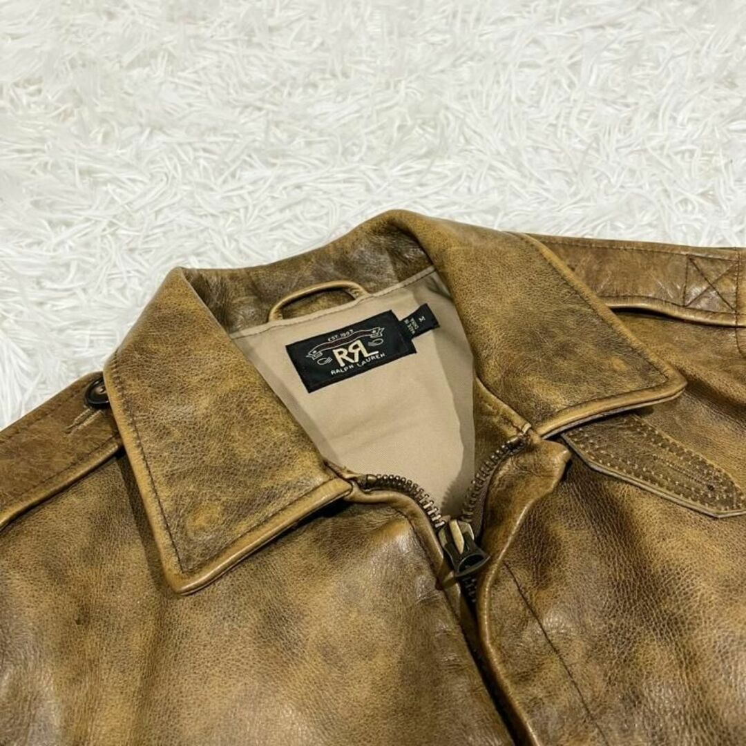 RRL - 美品 RRL レザージャケット カウハイド ブラウン ジップアップの 