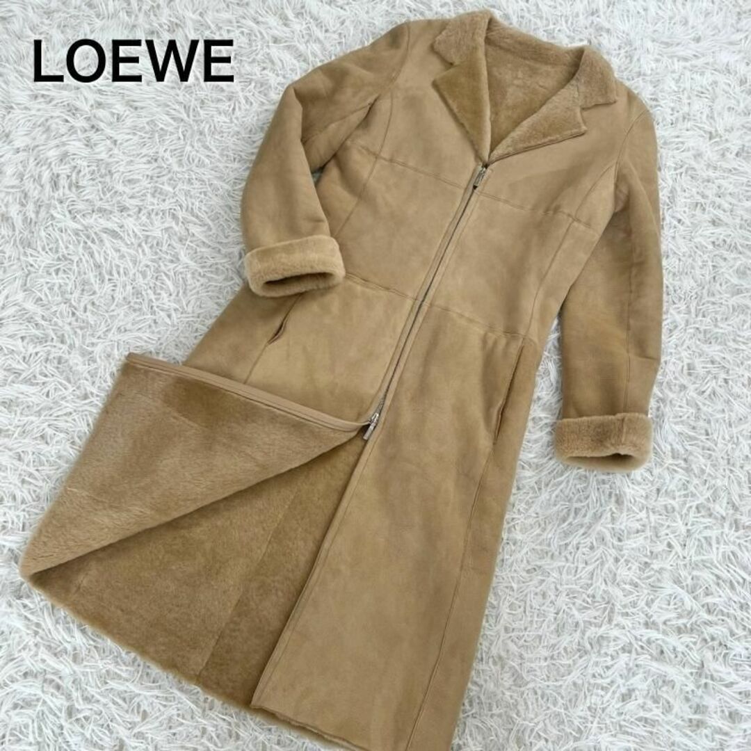 LOEWE - LOEWE ムートンコート CORDERO LAMB 子羊 ベージュ ファスナー