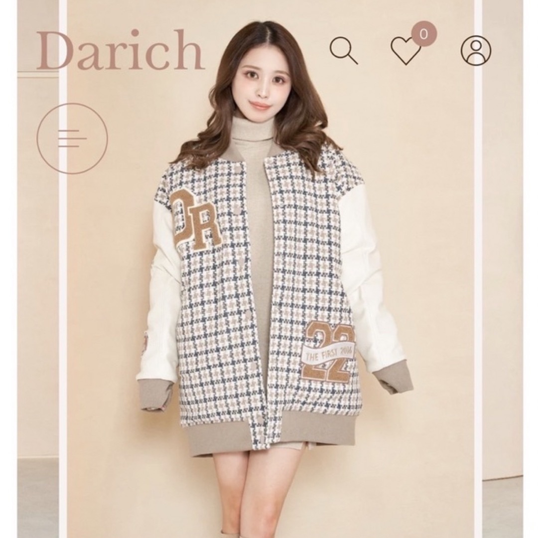 Darich(ダーリッチ)のDarich Dベアビッグスタジャン アウター ベージュ 美品 レディースのジャケット/アウター(スタジャン)の商品写真