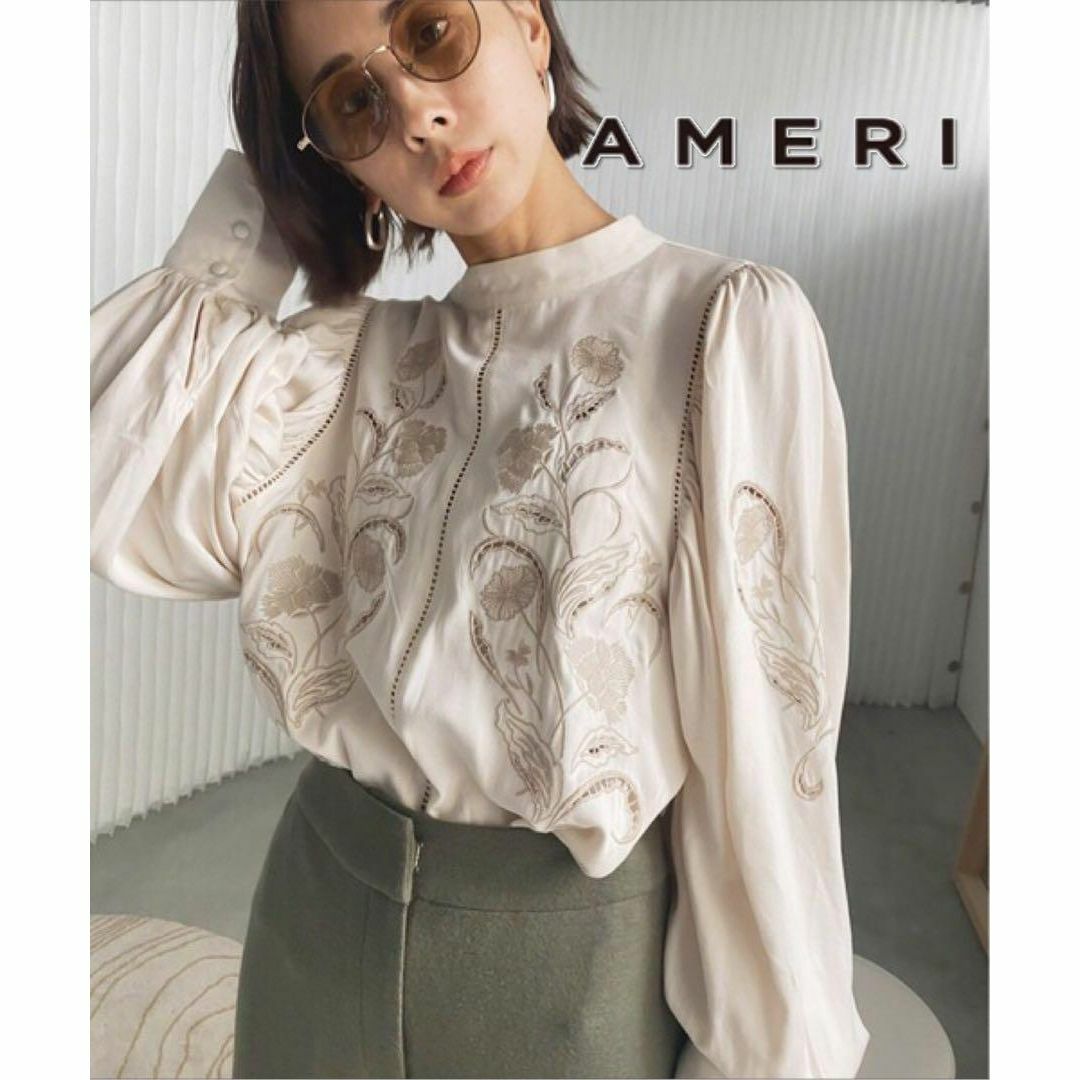 お取引は致しませんAMERI LADY EMBROIDERY PUFF BLOUSE アイボリー