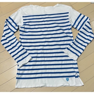 オーシバル(ORCIVAL)のオーシバル ロングバスクシャツ　レディース　M ブルー×ホワイト(カットソー(長袖/七分))