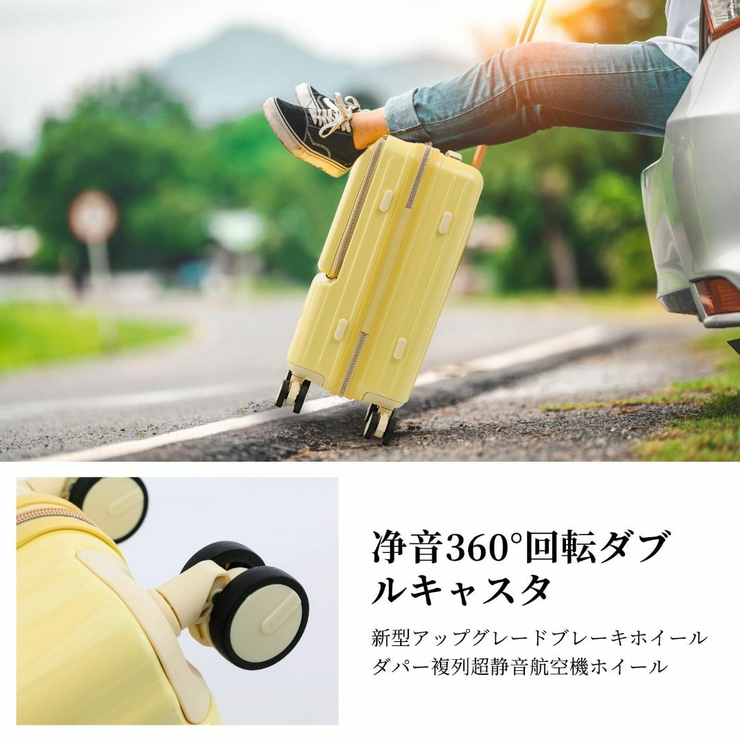 【色: Yellow】[GGQAAA] スーツケース 軽い トップオープン機能