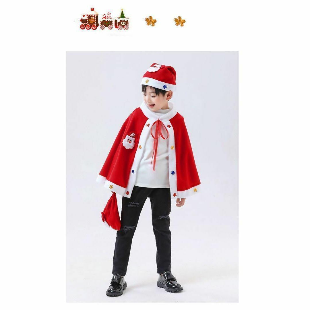 Sクリスマス可愛い♡マンコスプレ♡赤 衣装 男の子 女の子   仮装 お遊戯会 エンタメ/ホビーのコスプレ(衣装一式)の商品写真