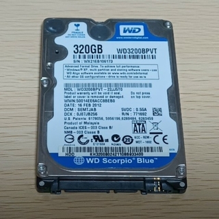 ウェスタンデジタル(Western Digital)の2.5インチHDD320GB(PCパーツ)
