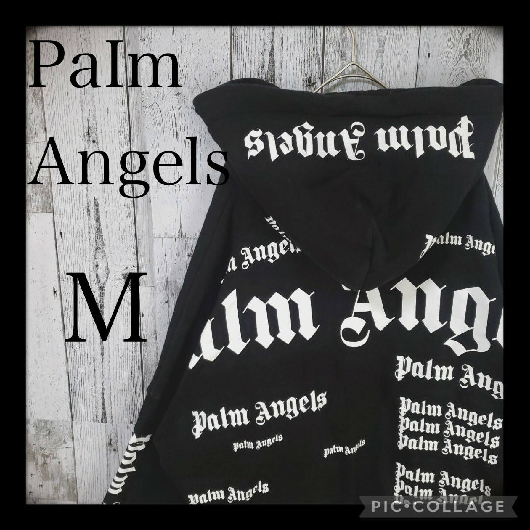 PALM ANGELS(パームエンジェルス)の【希少即完売品】パームエンジェルス　総柄　バッグアーチロゴ　パーカー　正規品　М メンズのトップス(パーカー)の商品写真