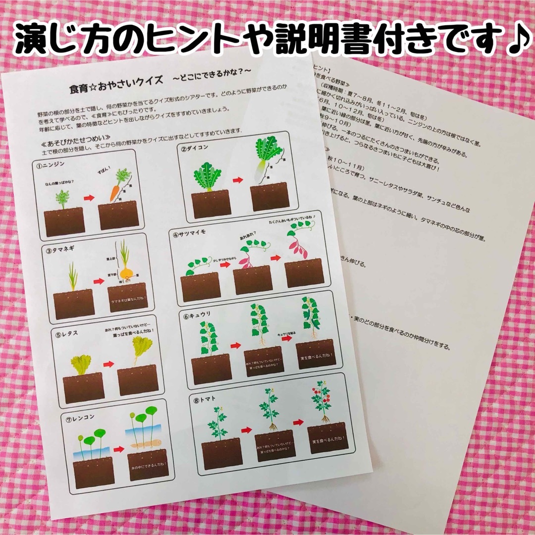 特大パネルシアター　食育　野菜　保育知育教材　幼稚園　療育　誕生会　発達 キッズ/ベビー/マタニティのおもちゃ(知育玩具)の商品写真