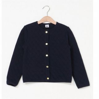 プチバトー(PETIT BATEAU)のプチバトー　チュビックキルティングカーディガン　ノーカラージャケット(カーディガン)