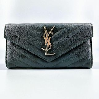 サンローラン(Saint Laurent)の極美品 SaintLaurent カサンドラ 長財布 Vステッチ ラージフラップ(財布)