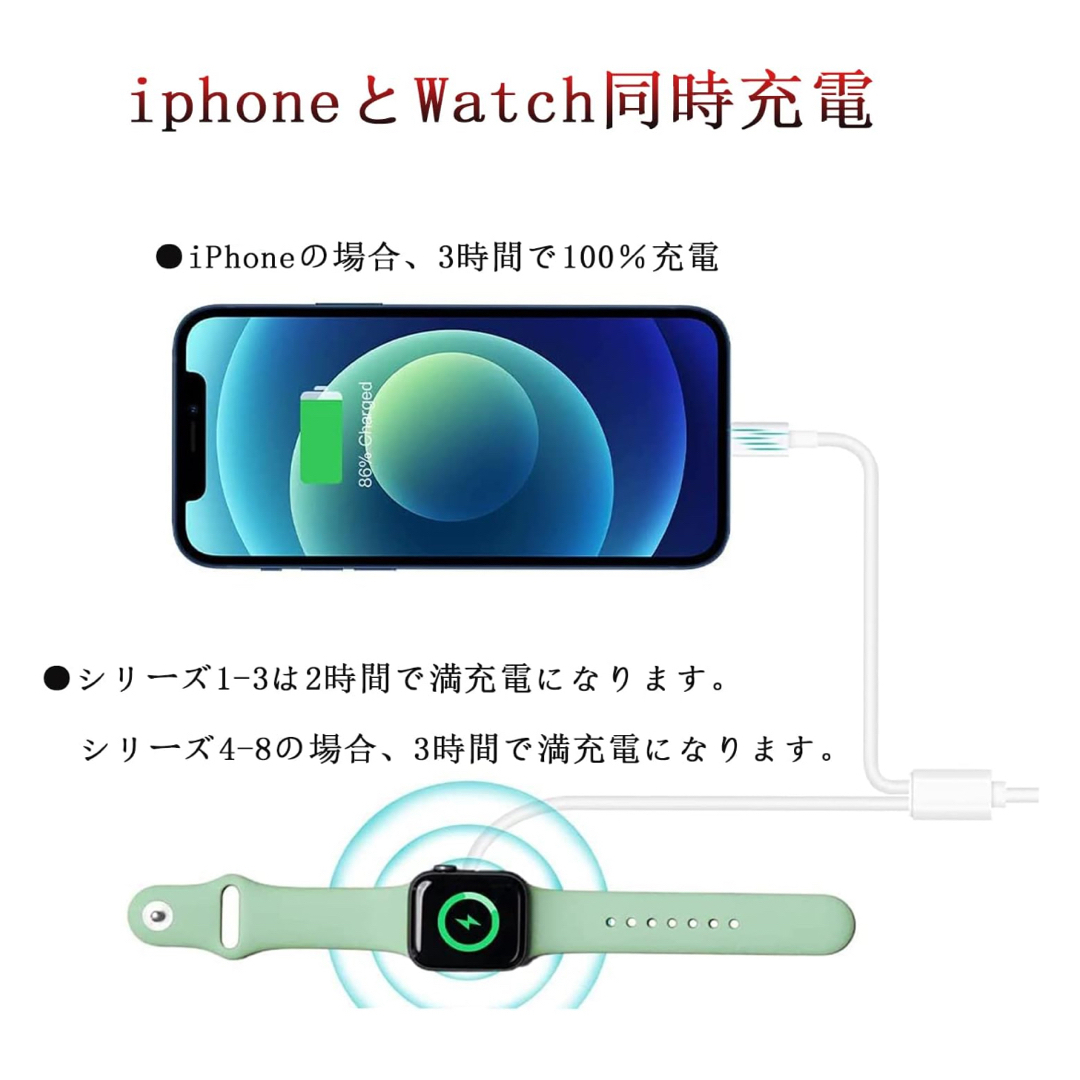 apple watch 充電器 アップルウォッチ充電ケーブル (ホワイト) メンズの時計(腕時計(デジタル))の商品写真