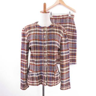 ミッソーニ(MISSONI)の美品 MISSONI ミッソーニ ニット セットアップ 42 コットン 他 ジャケット スカート ノーカラー レディース AM5155A25 (ニット/セーター)