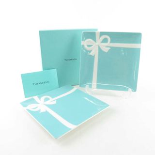 ティファニー(Tiffany & Co.)の未使用 TIFFANY＆Co. ティファニー ブルーボウ 6169 2983 デザートプレート 2枚 14cm スクエア ペア 四角皿 SY7498L (食器)