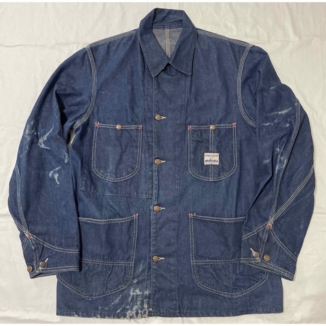Lee - 40s パワーハウス ビンテージ デニム カバーオール usa の Lee - 40s パワーハウス ビンテージ デニム カバーオール usa の