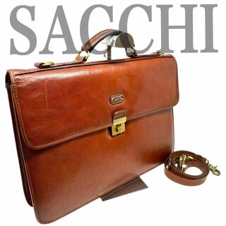 SACCHI　ビジネスバッグ　2way オールレザー　ブラウン　a0197(ビジネスバッグ)