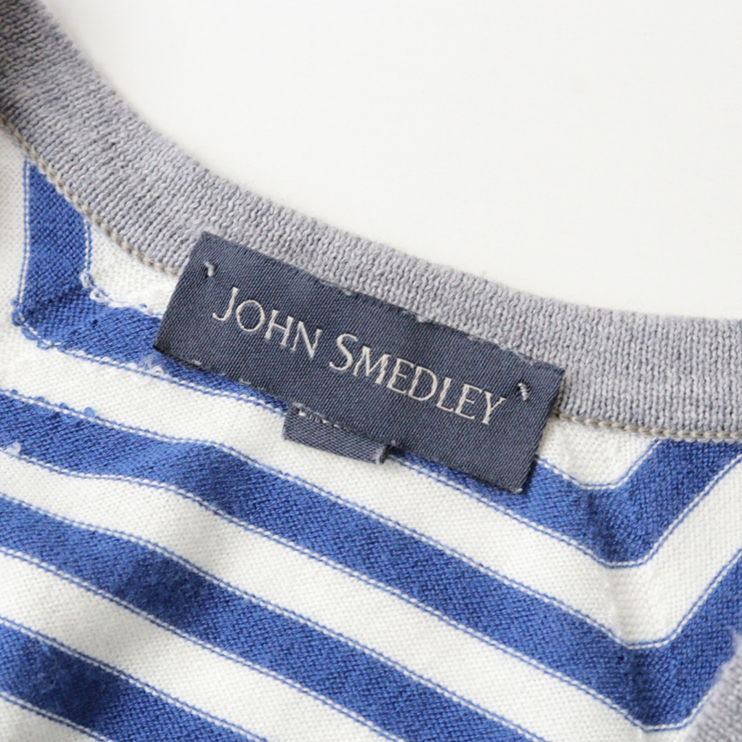 JOHN SMEDLEY(ジョンスメドレー)のジョンスメドレー JOHN SMEDLEY シーアイランドコットンボーダーラグランニット S/ブルー ホワイト セーター トップス【2400013613781】 レディースのトップス(ニット/セーター)の商品写真