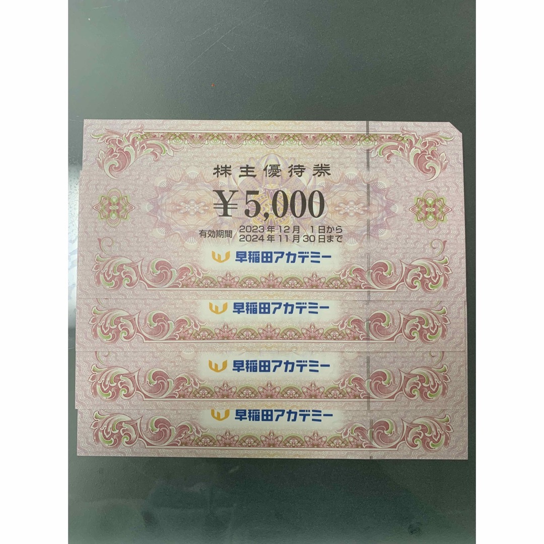 早稲田アカデミー 株主優待4枚 20000円分 早稲田アカデミー 株主優待4枚 20000円分