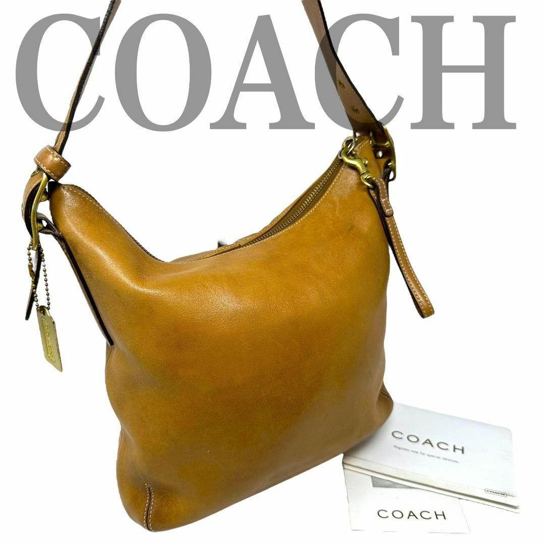 COACH(コーチ)のコーチ　COACH　オールレザー　ショルダーバッグ　ブラウン　a0186 レディースのバッグ(ショルダーバッグ)の商品写真