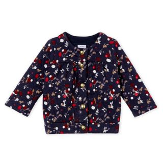 プチバトー(PETIT BATEAU)のプチバトー　キルティング　チュビック　カーディガン　花柄　フラワー　(カーディガン/ボレロ)