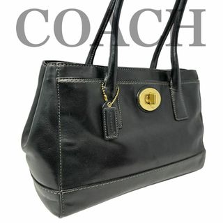 コーチ(COACH)のコーチ　COACH　オールレザーハンドバッグ　ターンロック　ブラック　a0171(ハンドバッグ)