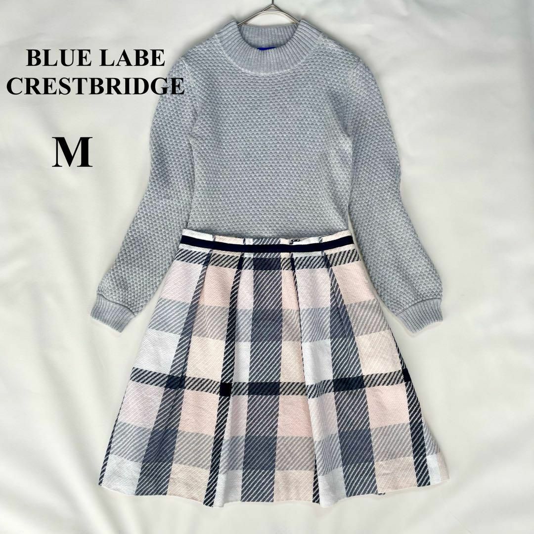 BLUE LABEL CRESTBRIDGE(ブルーレーベルクレストブリッジ)の　ブルーレーベルクレストブリッジ ドッキングワンピース チェック M グレー レディースのワンピース(ひざ丈ワンピース)の商品写真