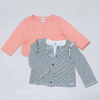 プチバトー(PETIT BATEAU)のプチバトー／PETIT BATEAU／カーディガン／ボーダー／キルティング／80(カーディガン/ボレロ)