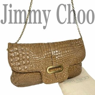 ジミーチュウ(JIMMY CHOO)のJIMMY CHOOチェーンショルダーバッグ　クロコ型押し　クラッチ　a0087(ショルダーバッグ)