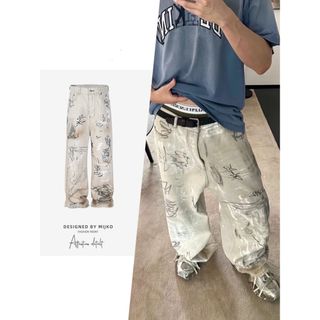 バレンシアガ(Balenciaga)のメンズ　ペインターデザイン　ワイドデニムパンツ(デニム/ジーンズ)