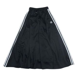 アディダス(adidas)のadidas アディダス FL0039 LONG SATIN SKIRT 3ストライプ サイドライン ロング サテン スカート ブラック系【中古】(その他)