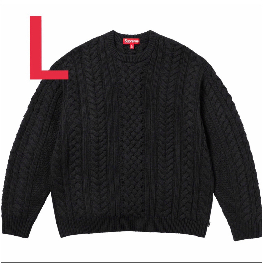 最前線の Supreme 33040 23AW Applique Cable SUPREME Knit Sweater L pink Genuine  L トップス