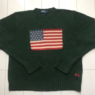 ポロラルフローレン(POLO RALPH LAUREN)の90's polo ralph ポラ ラルフ 星条旗 国旗 フラッグ ニット(ニット/セーター)