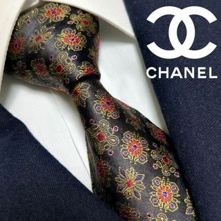 シャネル(CHANEL)のシャネル　ネクタイ　小紋柄　グリポア　ジャガード　ハイブランド　高級シルク　光沢(ネクタイ)