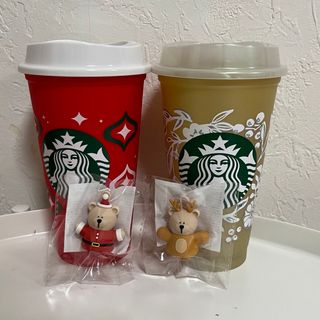 スターバックスコーヒー(Starbucks Coffee)のスターバックス　リユーザブルカップ&キャップ　サンタ　トナカイ　セット(タンブラー)