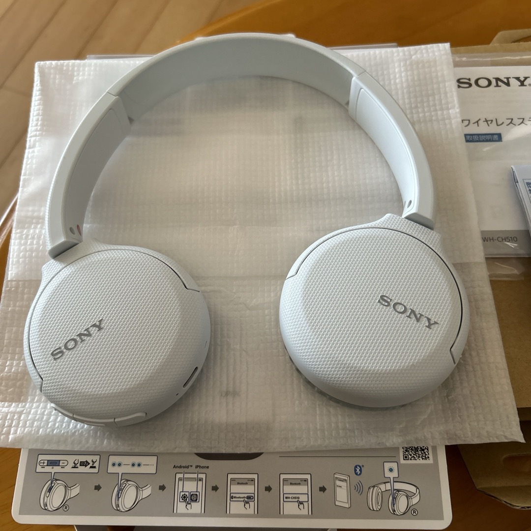 SONY(ソニー)のSONY ワイヤレスステレオヘッドセット WH-CH510(W) スマホ/家電/カメラのオーディオ機器(ヘッドフォン/イヤフォン)の商品写真