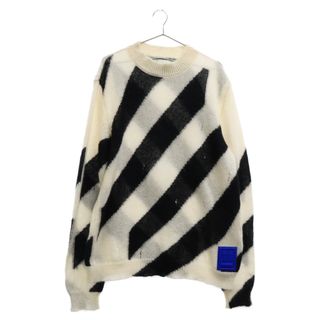 オフホワイト(OFF-WHITE)のOFF-WHITE オフホワイト MOHAIR DIAG SWEATER モヘア クルーネック ニットセーター OMHE028E19B02002 ブラック/ホワイト(ニット/セーター)