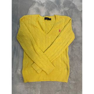 ポロラルフローレン(POLO RALPH LAUREN)のラルフローレン　ケーブルニット　美品　イエロー　XS(ニット/セーター)