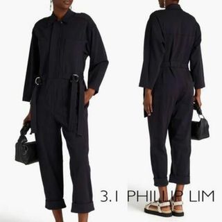 スリーワンフィリップリム(3.1 Phillip Lim)の未使用級　スリーワンフィリップリム　ウエストタブ ジャンプスーツ　黒(オールインワン)