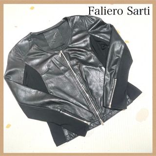 ファリエロサルティ(Faliero Sarti)の【Faliero Sarti】ファリエロサルティ ウール革ジャン ライダース 黒(ライダースジャケット)