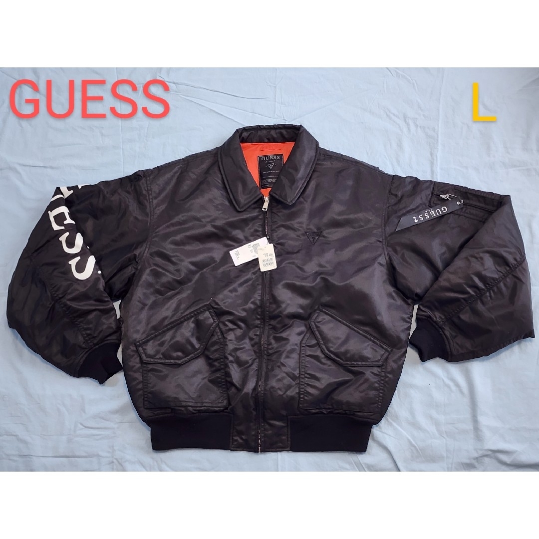 新品未使用 GUESS  ナイロン ミリタリージャケット L(大きめ) ブラックミリタリージャケット