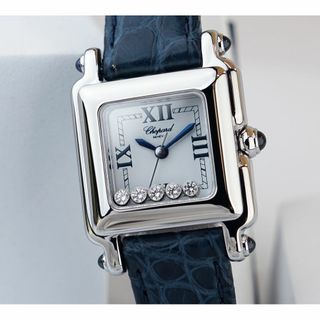 ショパール(Chopard)の美品 ショパール ハッピースポーツ 5Pダイアモンド スクエア レディース(腕時計)