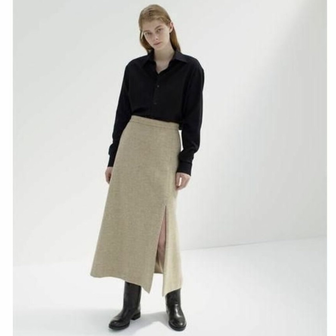 22AW AURALEE WOOL HAIRLINE TWEED SKIRTロングスカート