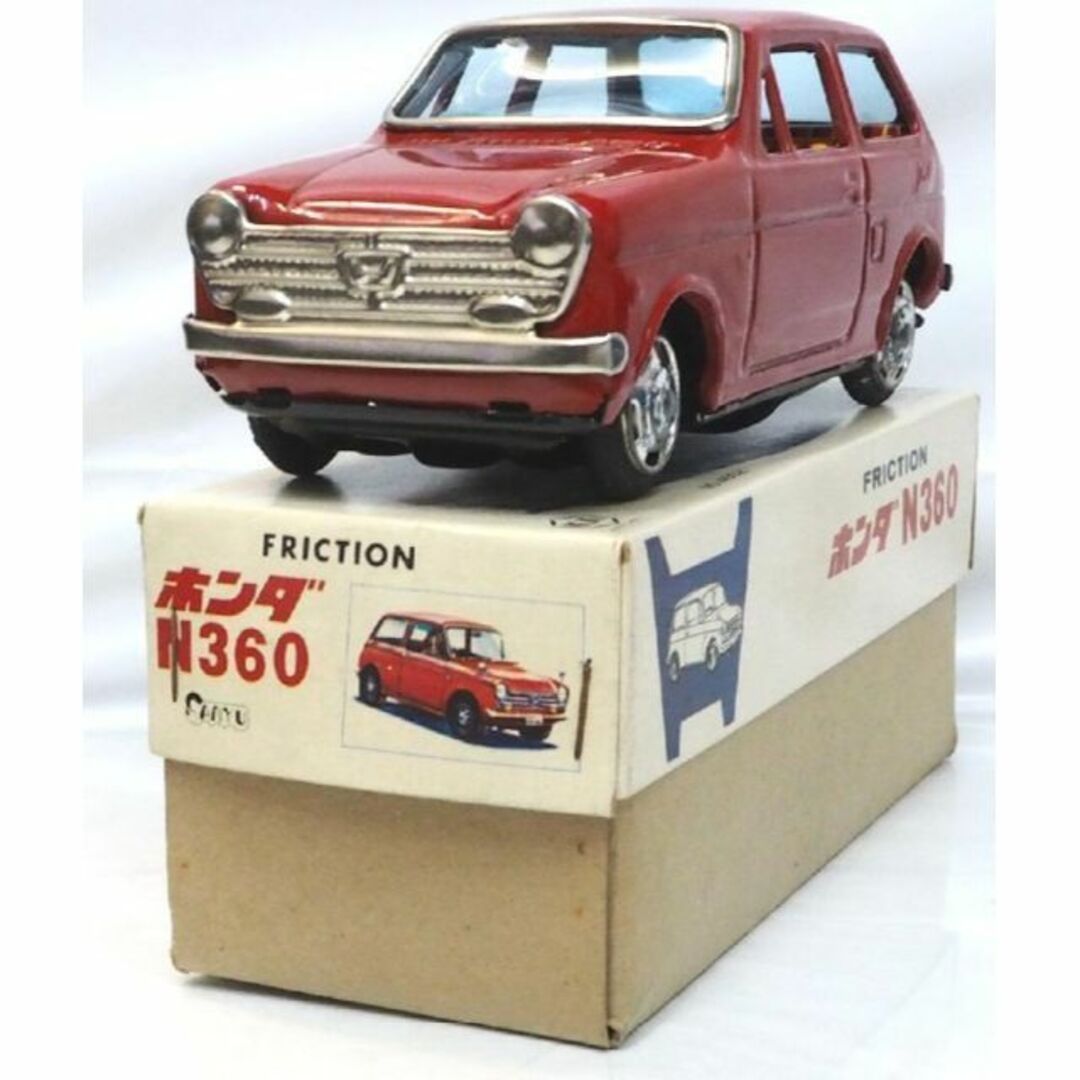 三友【HONDA N360ホンダ 赤 小サイズ】ブリキtin toy car箱付の 三友【HONDA N360ホンダ 赤 小サイズ】ブリキtin toy car箱付の