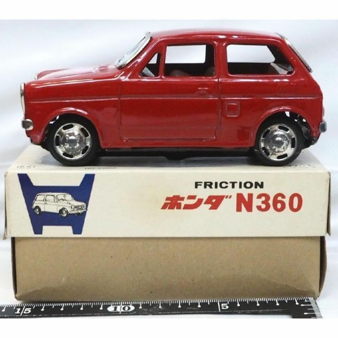 三友【HONDA N360ホンダ 赤 小サイズ】ブリキtin toy car箱付の 三友【HONDA N360ホンダ 赤 小サイズ】ブリキtin toy car箱付の