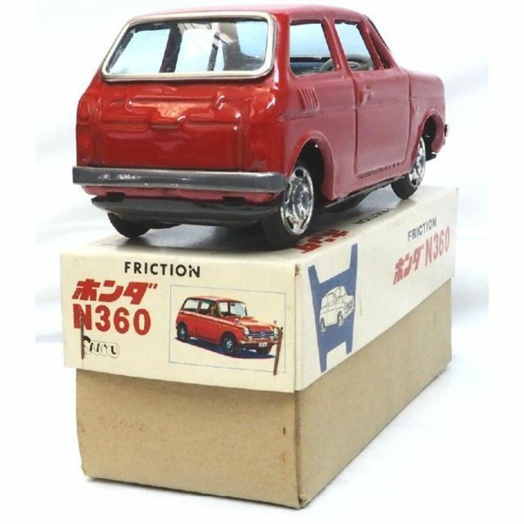 三友【HONDA N360ホンダ 赤 小サイズ】ブリキtin toy car箱付の 三友【HONDA N360ホンダ 赤 小サイズ】ブリキtin toy car箱付の