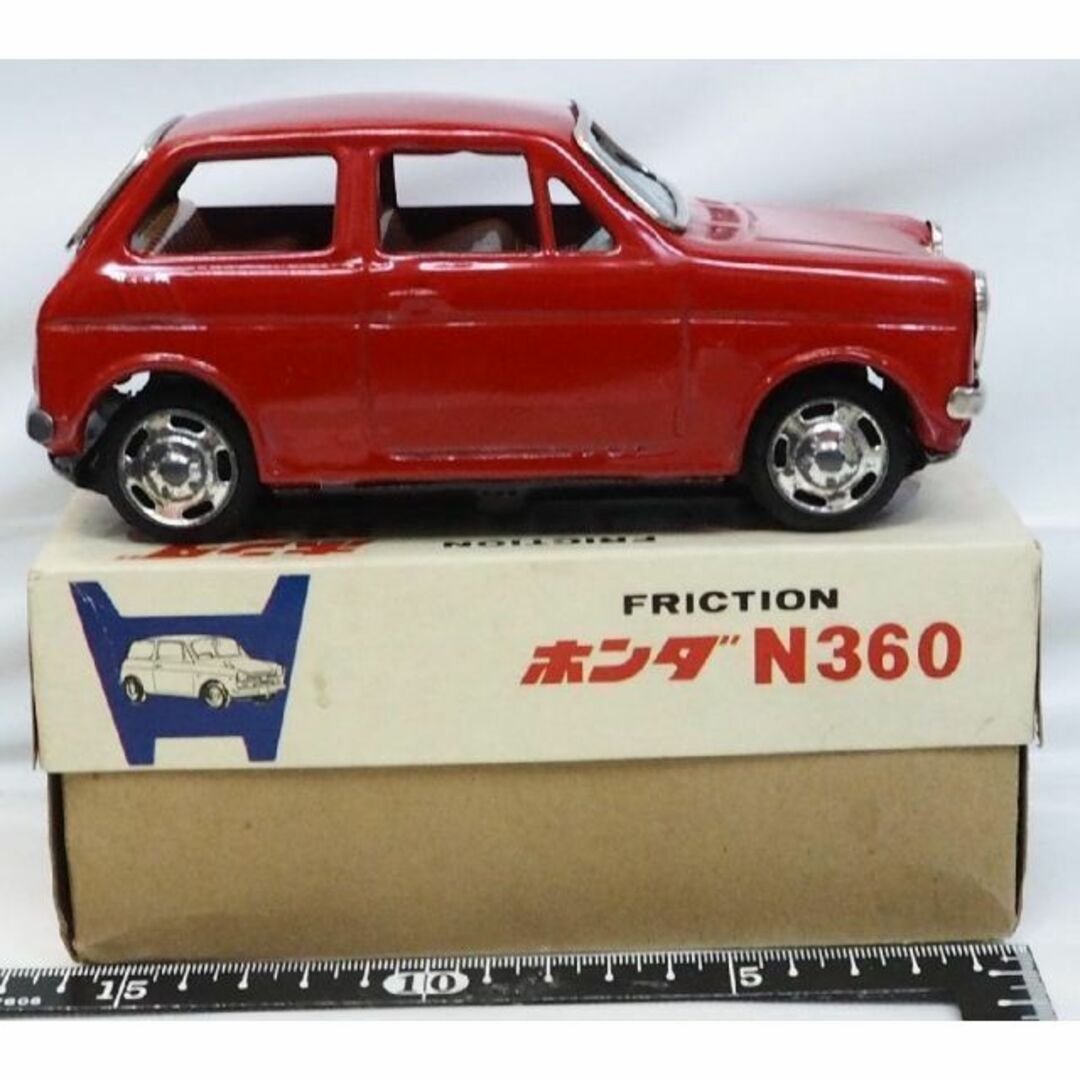 三友【HONDA N360ホンダ 赤 小サイズ】ブリキtin toy car箱付の 三友【HONDA N360ホンダ 赤 小サイズ】ブリキtin toy car箱付の