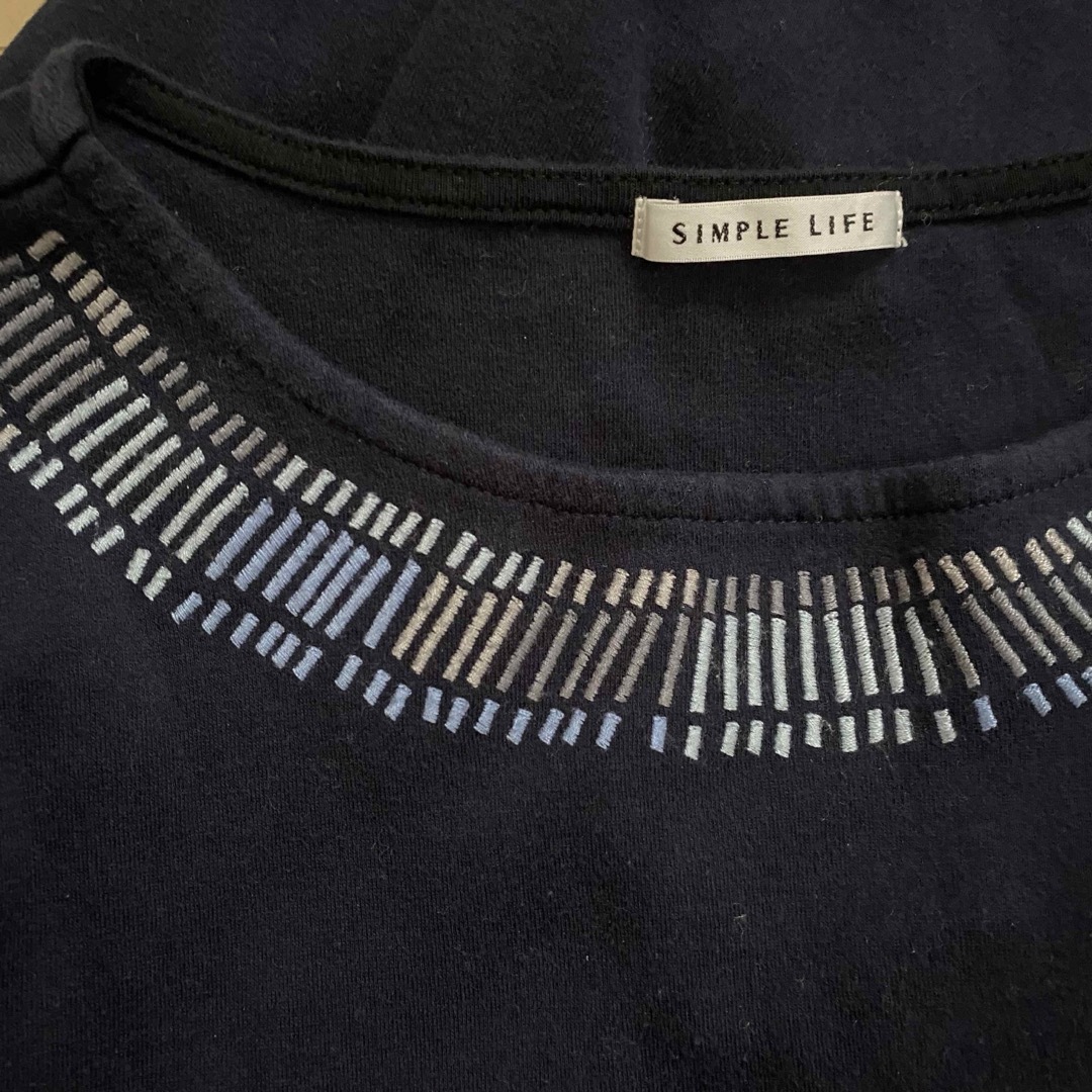 SIMPLE LIFE(シンプルライフ)のSIMPLE LIFE 七分袖刺繍Tシャツ メンズのトップス(Tシャツ/カットソー(七分/長袖))の商品写真